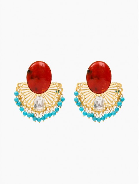 KALEIDO CAMELIA Earrings 24 carat gold plated brass earrings