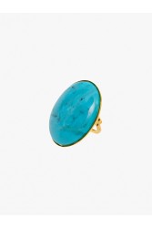 KALEIDO ESTHER Ring Turquoise Ρυθμιζόμενο μπρούτζινο δαχτυλίδι 24 καρατίων επίχρυσο
