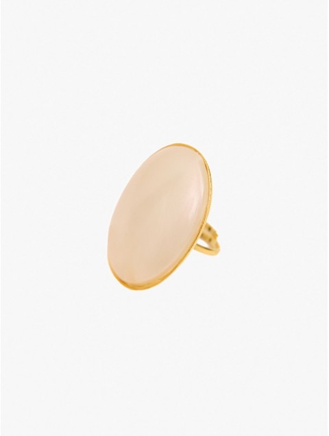 KALEIDO ESTHER Ring Beige Adjustable bronze ring 24 carat gold plated