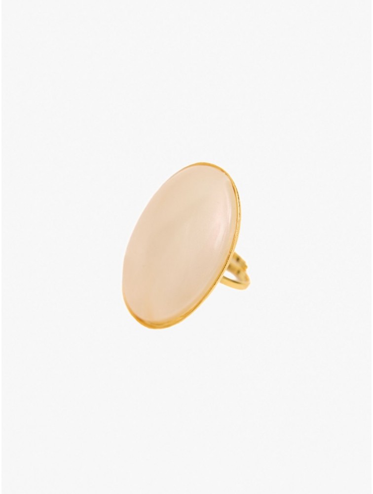 KALEIDO ESTHER Ring Beige Ρυθμιζόμενο μπρούτζινο δαχτυλίδι 24 καρατίων επίχρυσο