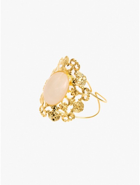 KALEIDO NARCISSA Bracelet Gold Beige Βραχιόλι από ορείχαλκο επιχρυσωμένο 24 καρατίων