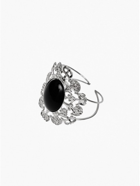 KALEIDO ERICA Bracelet Silver Black Silver-plated brass bracelet