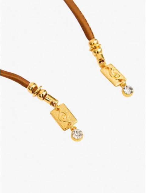 KALEIDO GENESIS Gold Necklace Καφέ Κολιέ Με Μενταγιόν Από Ορείχαλκο Επιχρυσωμένο 24 Καρατίων