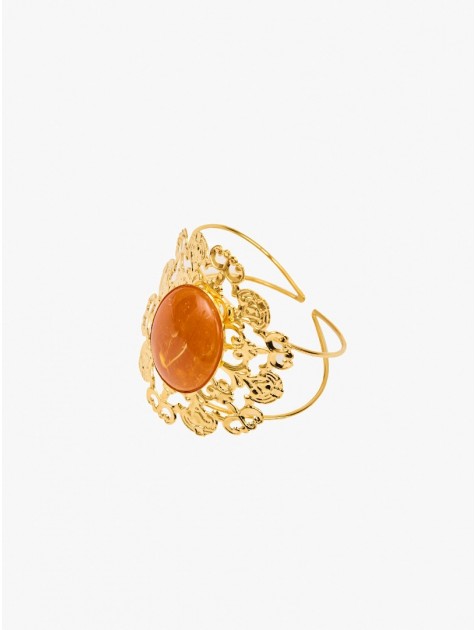 KALEIDO NARCISSA Bracelet Gold Amber Βραχιόλι από ορείχαλκο επιχρυσωμένο 24 καρατίων