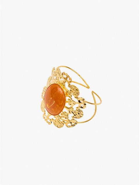 KALEIDO NARCISSA Bracelet Gold Amber 24 carat gold plated brass bracelet