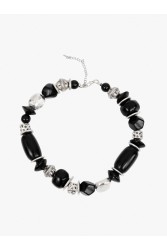 KALEIDO SAMADHI Necklace Κολιέ με μαύρες και ασημί χάντρες