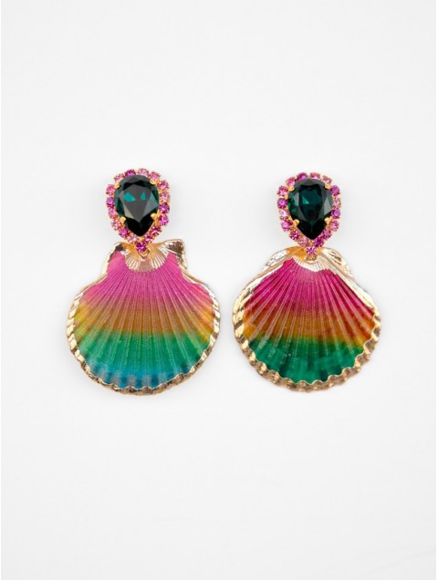 KALEIDO TULUM Earrings Χρυσά Σκουλαρίκια Επιχρυσωμένα Με Κρύσταλλα 24 Καρατίων