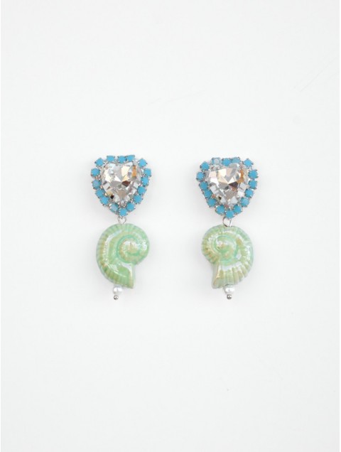 KALEIDO PISTACHIO Pop Earrings Φυστικί Ασημένια Σκουλαρίκια Σε Σχήμα Καρδιάς