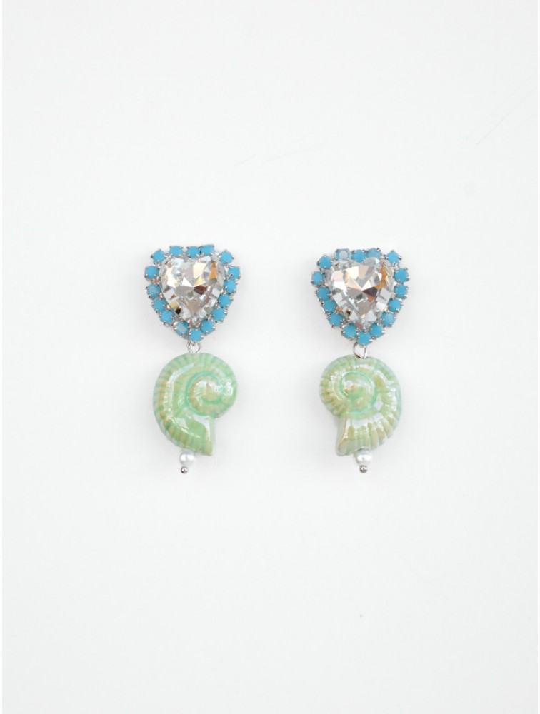KALEIDO PISTACHIO Pop Earrings Φυστικί Ασημένια Σκουλαρίκια Σε Σχήμα Καρδιάς