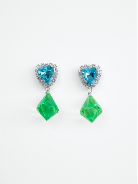 KALEIDO Aqua Velva Earrings Ασημένια Σκουλαρίκια Με Κρυστάλλινη Διακόσμηση 