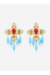KALEIDO SELMA Earrings Τιρκουαζ  Σκουλαρίκια Με Επιχρυσωμένα Κρύσταλλα 24 Καρατίων