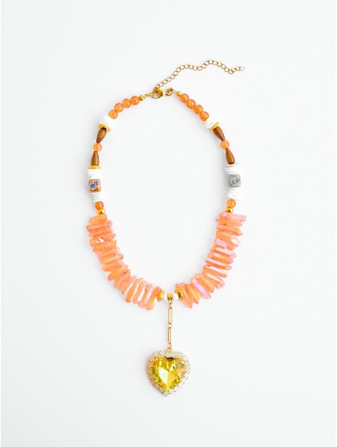 KALEIDO SALTED CARAMEL Necklace Κολιέ Με Πορτοκαλί Κρύσταλλο 