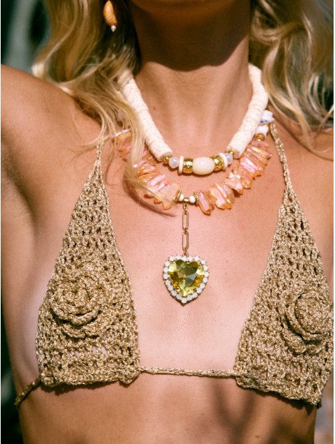 KALEIDO SALTED CARAMEL Necklace Κολιέ Με Πορτοκαλί Κρύσταλλο 