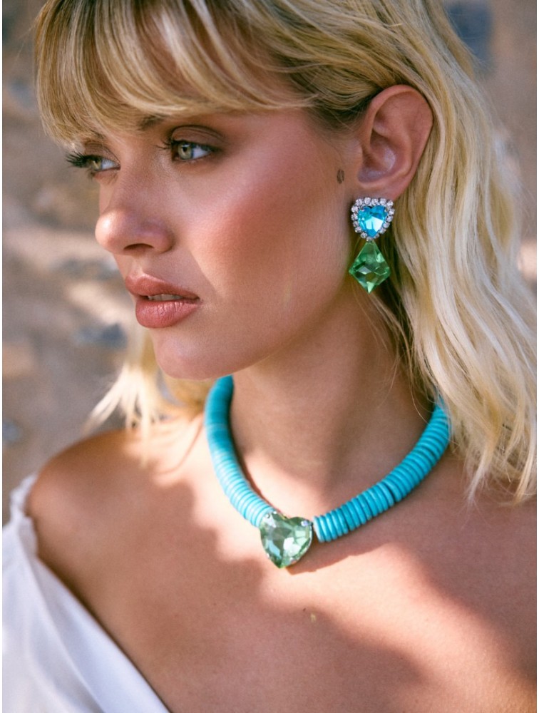 KALEIDO Aqua Velva Earrings Ασημένια Σκουλαρίκια Με Κρυστάλλινη Διακόσμηση