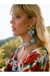 KALEIDO SELMA Earrings Τιρκουαζ  Σκουλαρίκια Με Επιχρυσωμένα Κρύσταλλα 24 Καρατίων