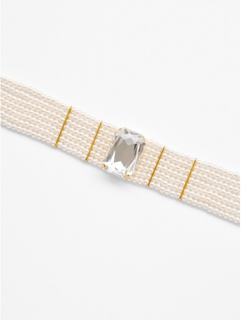 KALEIDO Callisto Choker Gold Επίχρυσο Κολιέ από Ανοξείδωτο Ατσάλι και Πέρλες