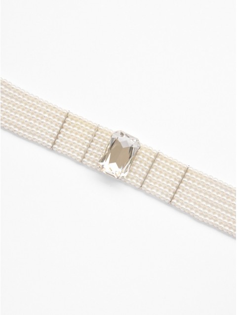 KALEIDO Callisto Choker Silver Επάργυρο Κολιέ από Ορείχαλκο και Πέρλες