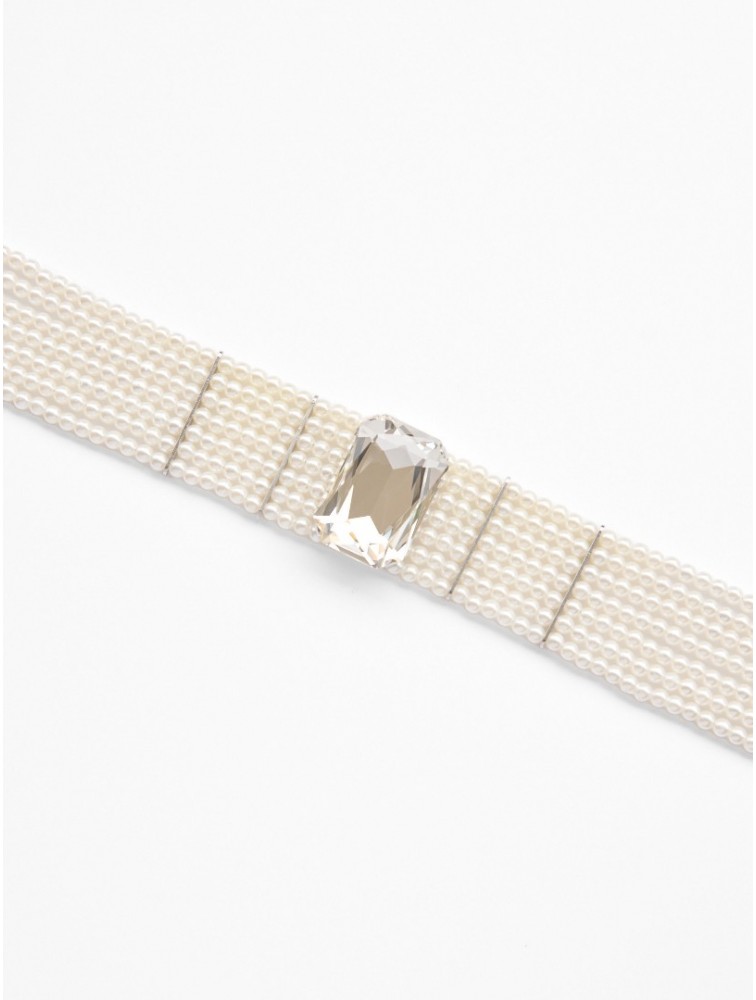 KALEIDO Callisto Choker Silver Επάργυρο Κολιέ από Ορείχαλκο και Πέρλες