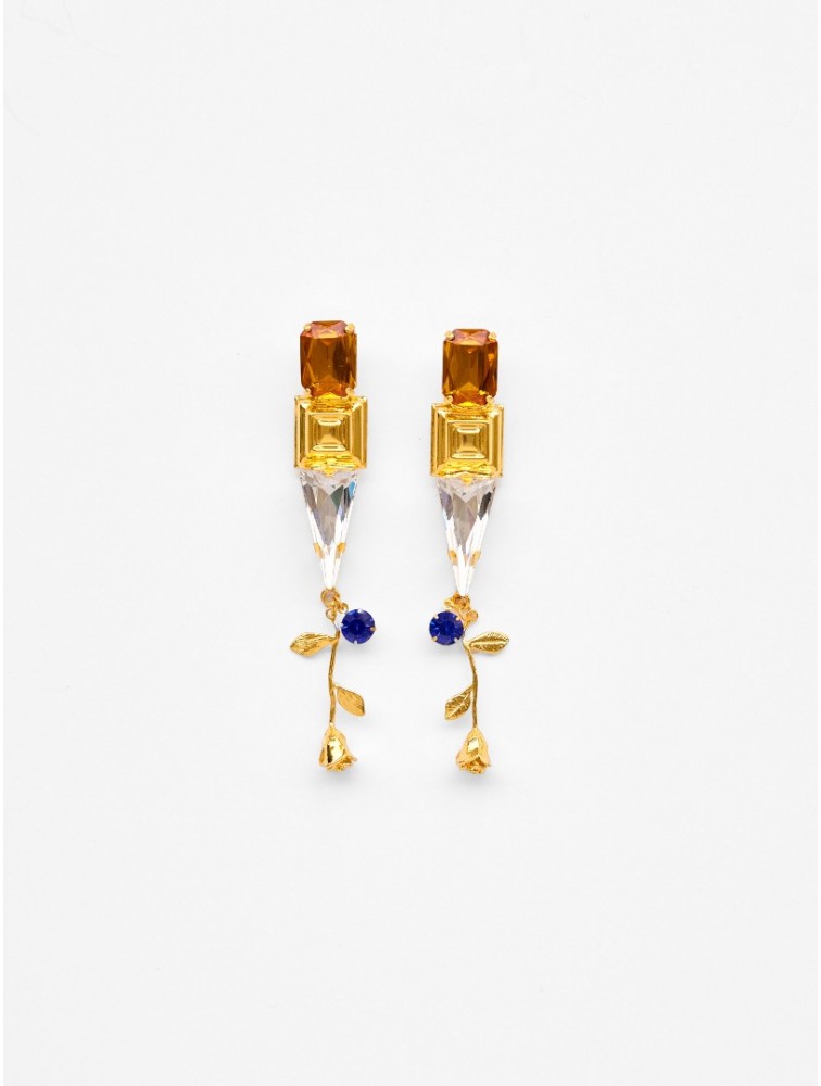 KALEIDO Maryanne Earrings Επίχρυσα Σκουλαρίκια με Κρύσταλλα