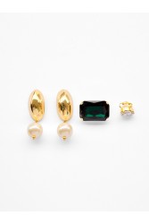 KALEIDO Reina Earrings Χρυσά Σκουλαρίκια από Ορείχαλκο