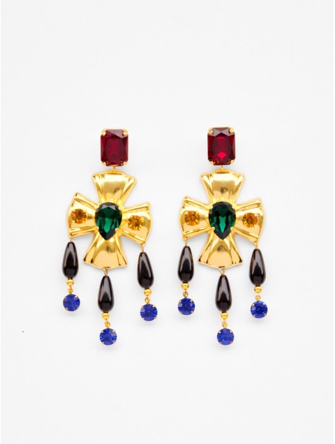 KALEIDO Veronique Earrings Χρυσά Σκουλαρίκια από Ορείχαλκο 