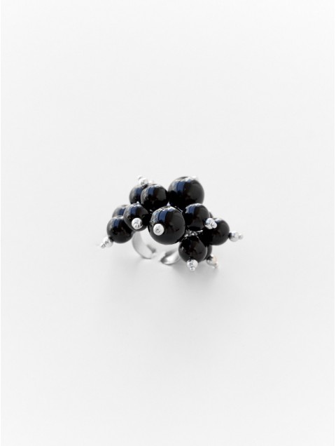 KALEIDO Black Orbit Ring Μαύρο Δαχτυλίδι από Επάργυρο Ορείχαλκο 