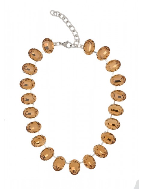 KALEIDO SERENITY CRYSTAL Brown Necklace Καφέ Κολιέ με κρύσταλλα