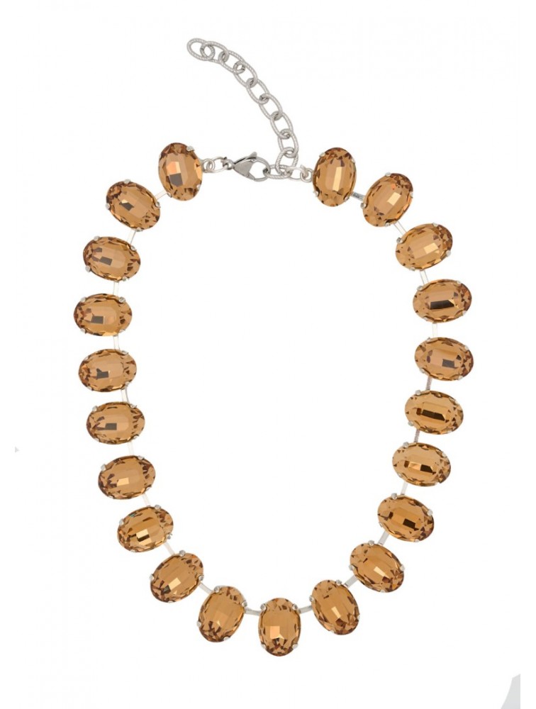 KALEIDO SERENITY CRYSTAL Brown Necklace Καφέ Κολιέ με κρύσταλλα