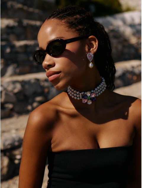 KALEIDO  Lantana Necklace Επάργυρο Κολιέ από Ανοξείδωτο Ατσάλι με Πέρλες