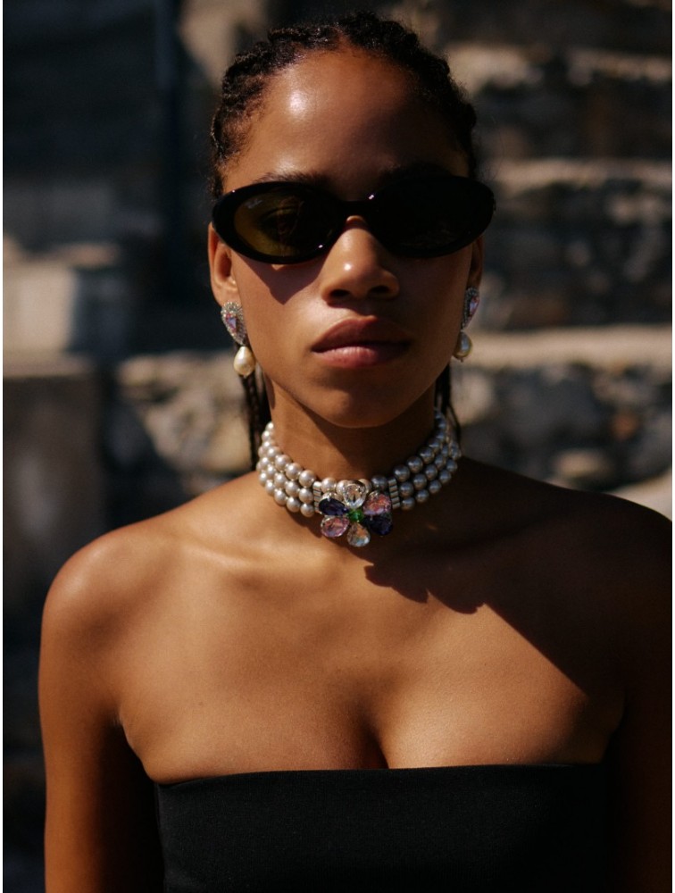 KALEIDO  Lantana Necklace Επάργυρο Κολιέ από Ανοξείδωτο Ατσάλι με Πέρλες