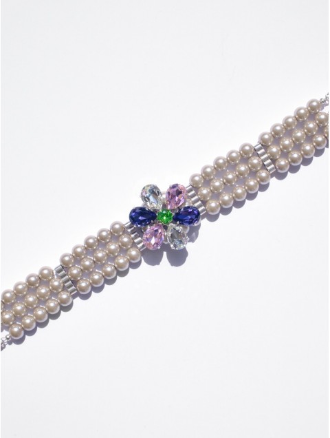 KALEIDO  Lantana Necklace Επάργυρο Κολιέ από Ανοξείδωτο Ατσάλι με Πέρλες