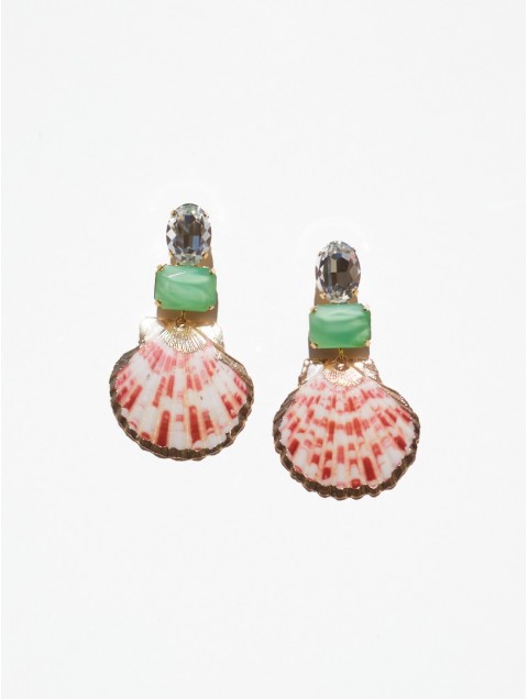 KALEIDO Abalone Earrings Επιχρυσωμένα Σκουλαρίκια από Ορείχαλκο με Κοχύλι