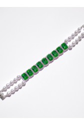 KALEIDO Absenta Choker Κολιέ με Πέρλες και Πράσινα Κρύσταλλα