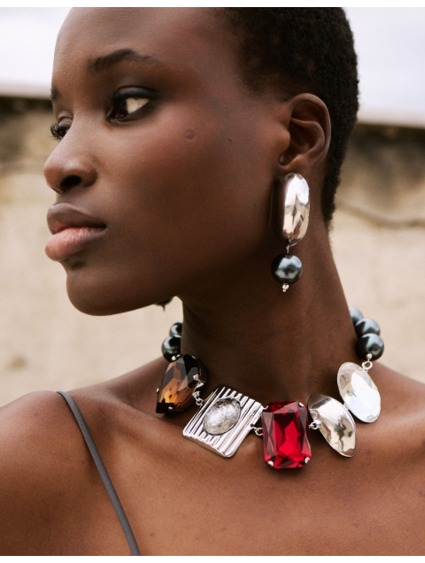 KALEIDO Alaia  Necklace Επάργυρο Κολιέ από Ορείχαλκο και Πέρλες