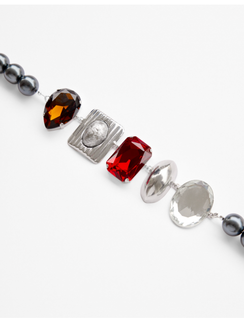 KALEIDO Alaia  Necklace Επάργυρο Κολιέ από Ορείχαλκο και Πέρλες