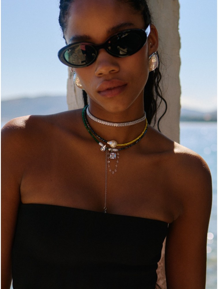 KALEIDO Alba Choker Silver Επάργυρο Κολιέ από Ανοξείδωτο Ατσάλι με Ζιργκόν