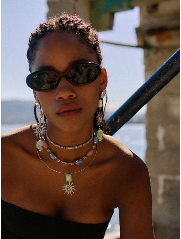KALEIDO Alba Choker Silver Επάργυρο Κολιέ από Ανοξείδωτο Ατσάλι με Ζιργκόν