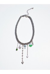 KALEIDO Aqua Kiss Necklace Silver Plated Stainless Steel Necklace
