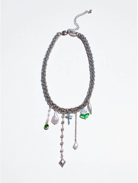 KALEIDO Aqua Kiss Necklace Επάργυρο Κολιέ από Ανοξείδωτο Ατσάλι