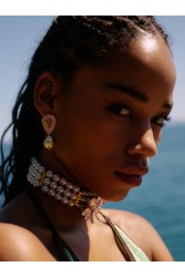 KALEIDO Bambola  Earrings Gold Pink Επιχρυσωμένα Σκουλαρίκια από Ορείχαλκο