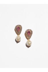 KALEIDO Bambola  Earrings Gold Pink Επιχρυσωμένα Σκουλαρίκια από Ορείχαλκο