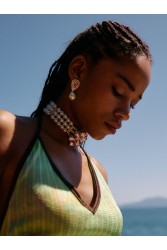 KALEIDO Bambola  Earrings Gold Pink Επιχρυσωμένα Σκουλαρίκια από Ορείχαλκο