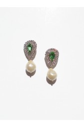 KALEIDO Bambola Earrings Silver Green Επάργυρα Σκουλαρίκια από Ορείχαλκο