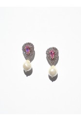 KALEIDO Bambola Earrings Silver Pink Επάργυρα Σκουλαρίκια από Ορείχαλκο