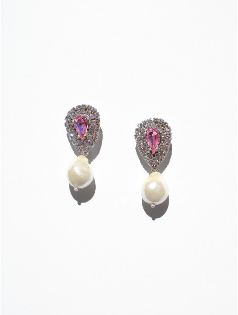 KALEIDO Bambola Earrings Silver Pink Επάργυρα Σκουλαρίκια από Ορείχαλκο