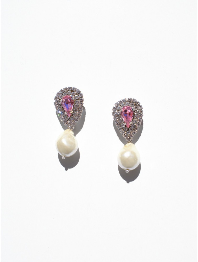 KALEIDO Bambola Earrings Silver Pink Επάργυρα Σκουλαρίκια από Ορείχαλκο