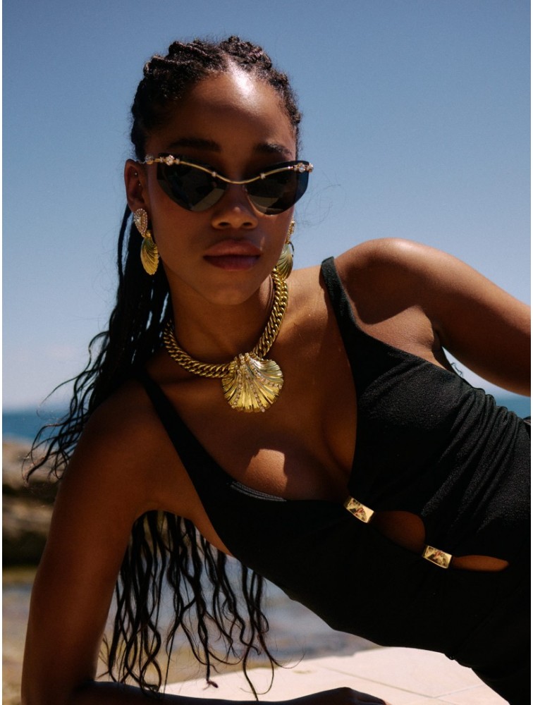 KALEIDO Concha Necklace Gold Crystal Επιχρυσωμένο Κολιέ από Ανοξείδωτο Ατσάλι