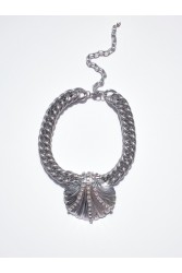 KALEIDO Concha Necklace Silver Crystal Επάργυρο Κολιέ από Ανοξείδωτο Ατσάλι