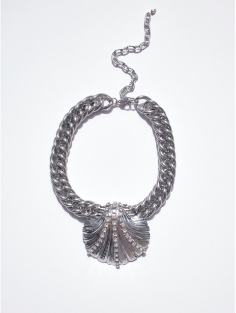 KALEIDO Concha Necklace Silver Crystal Silver Plated Stainless Steel Necklace