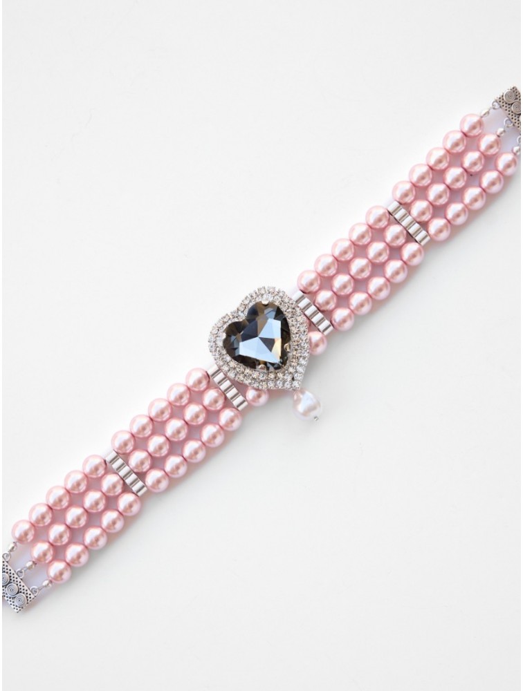 KALEIDO Eloise Choker Επάργυρο Κολιέ από Ορείχαλκο με Ροζ Πέρλες